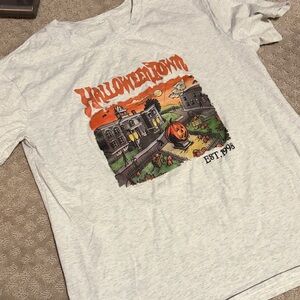 Amazon White Halloween Town Graphic Tee with Orange and Green Print